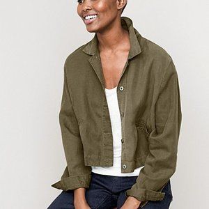 Eileen Fisher Olive Green Tencel Linen Jacket Shacket, Size S